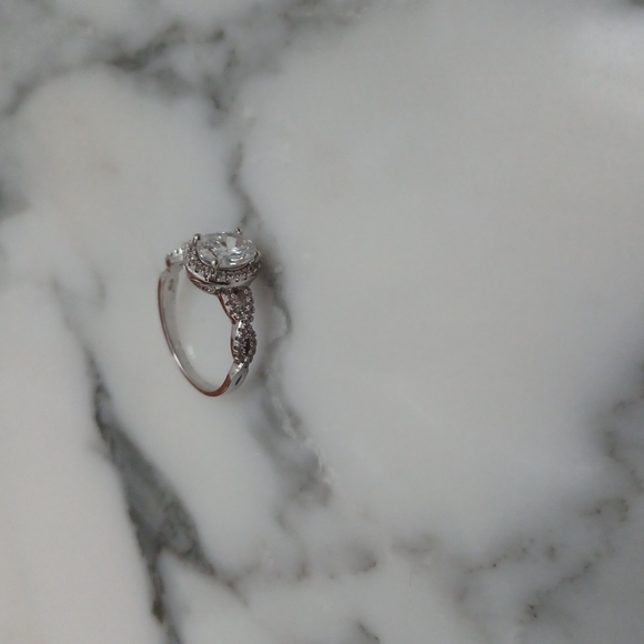 Engagement Ring Sterling Silver Cubic Zirconia Size 7 - Picture 9 of 16